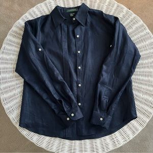 RALPH LAUREN dark navy button up shirt